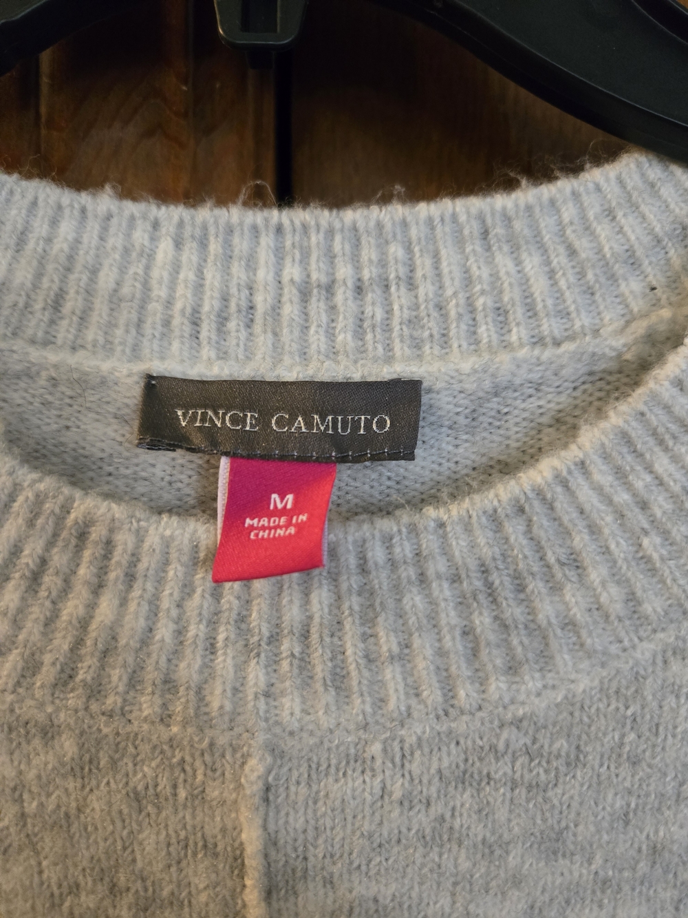 Vince Camuto Light Grey Center Seam Crewneck Sweater M - Picture 3 of 7